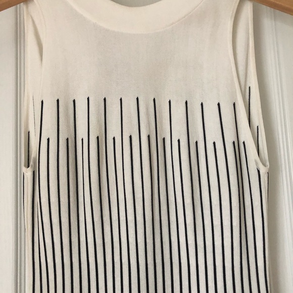 MILLY EMBROIDERED KNIT VISCOSE WHITE/BLACK DRESS - Picture 2 of 5